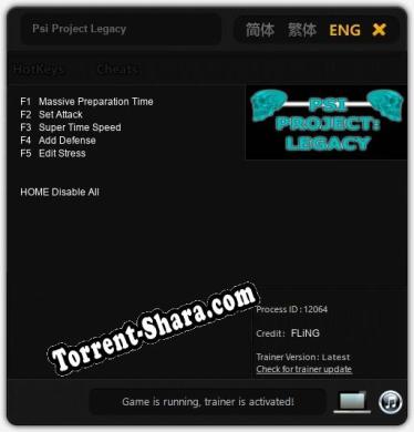 Трейнер для Psi Project Legacy [v1.0.2]