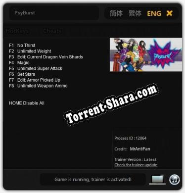 PsyBurst: Трейнер +8 [v1.1]