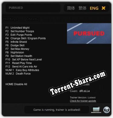 PURSUED: ТРЕЙНЕР И ЧИТЫ (V1.0.28)