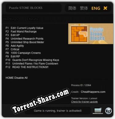 Puzzle STONE BLOCKS: Трейнер +12 [v1.8]