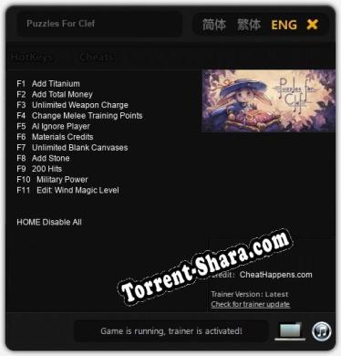 Трейнер для Puzzles For Clef [v1.0.3]