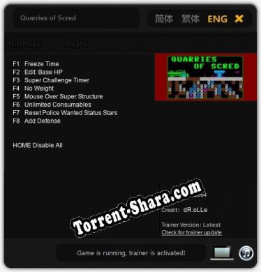 Quarries of Scred: ТРЕЙНЕР И ЧИТЫ (V1.0.49)
