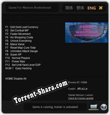 Quest For Wartorn Brotherhood: Читы, Трейнер +13 [dR.oLLe]