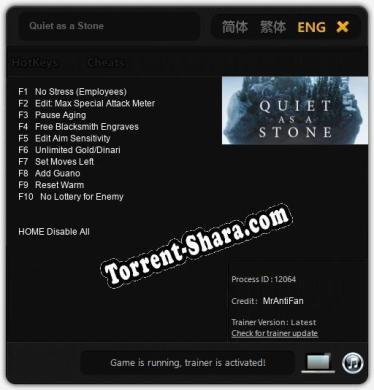 Quiet as a Stone: Трейнер +10 [v1.8]