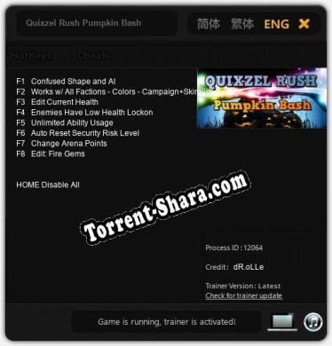 Quixzel Rush Pumpkin Bash: Читы, Трейнер +8 [dR.oLLe]