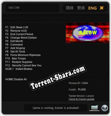 RACOW: ТРЕЙНЕР И ЧИТЫ (V1.0.87)