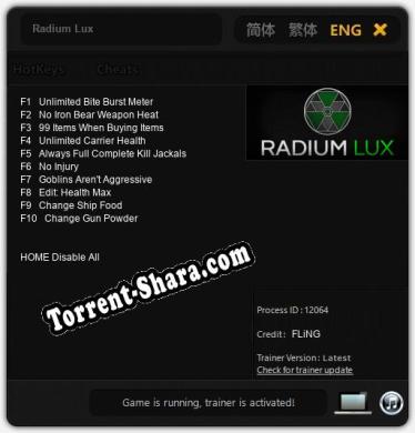Radium Lux: ТРЕЙНЕР И ЧИТЫ (V1.0.38)