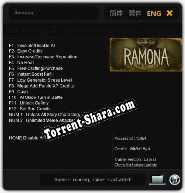 Трейнер для Ramona [v1.0.4]