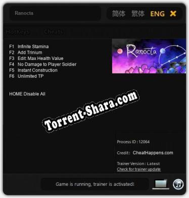 Ranocta: Трейнер +6 [v1.7]