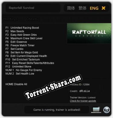 Raptorfall Survival: ТРЕЙНЕР И ЧИТЫ (V1.0.44)