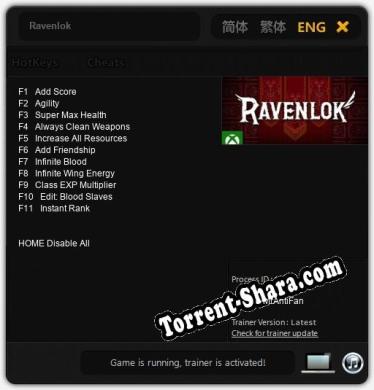 Трейнер для Ravenlok [v1.0.7]