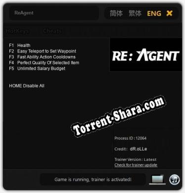 ReAgent: Читы, Трейнер +5 [dR.oLLe]