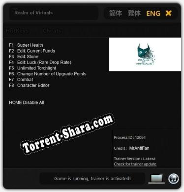 Трейнер для Realm of Virtuals [v1.0.6]