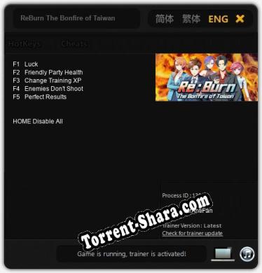 ReBurn The Bonfire of Taiwan: Трейнер +5 [v1.2]