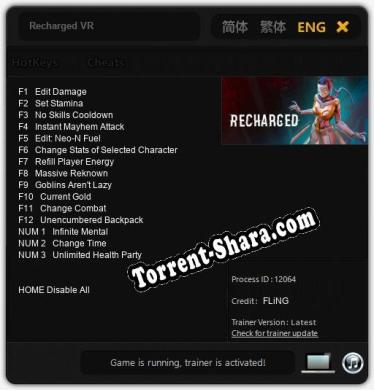 Recharged VR: ТРЕЙНЕР И ЧИТЫ (V1.0.34)