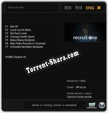Recruit One: Трейнер +7 [v1.2]