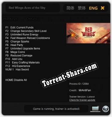 Red Wings Aces of the Sky: ТРЕЙНЕР И ЧИТЫ (V1.0.38)