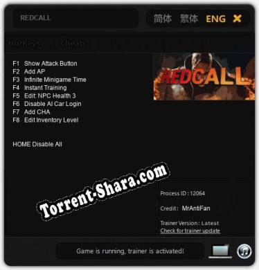 REDCALL: Трейнер +8 [v1.5]