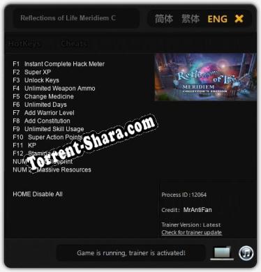 Reflections of Life Meridiem Collectors Edition: ТРЕЙНЕР И ЧИТЫ (V1.0.6)