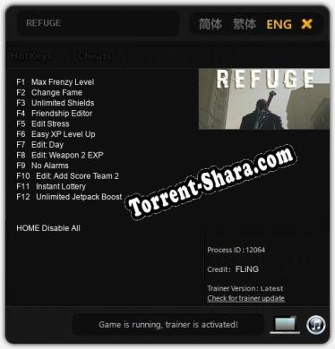 Трейнер для REFUGE [v1.0.3]