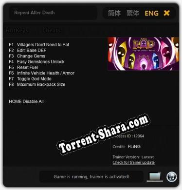 Repeat After Death: Трейнер +8 [v1.2]