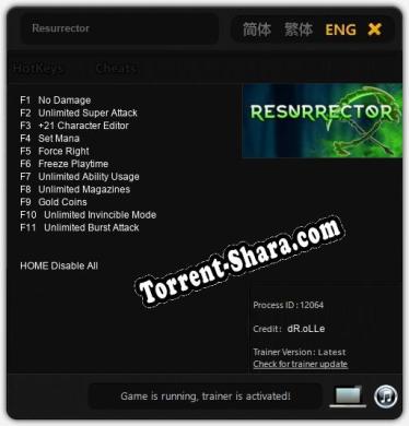 Resurrector: Трейнер +11 [v1.8]