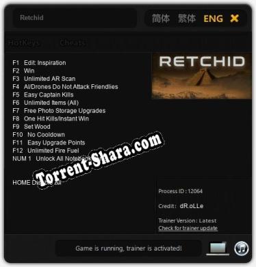 Трейнер для Retchid [v1.0.7]