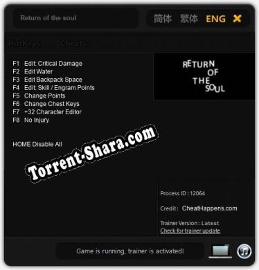 Return of the soul: ТРЕЙНЕР И ЧИТЫ (V1.0.63)