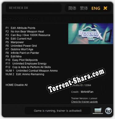 REVEREX DX: Трейнер +14 [v1.2]