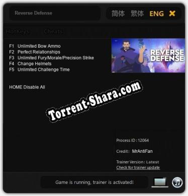 Reverse Defense: Трейнер +5 [v1.8]
