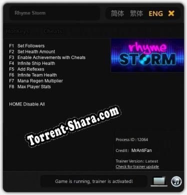 Rhyme Storm: Читы, Трейнер +8 [MrAntiFan]