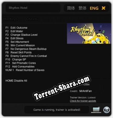 Rhythm Hotel: Трейнер +13 [v1.8]