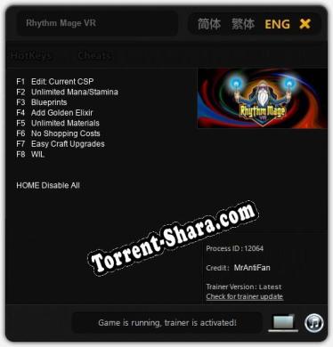 Трейнер для Rhythm Mage VR [v1.0.1]