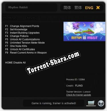 Rhythm Rabbit: Трейнер +9 [v1.9]