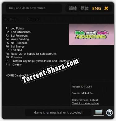 Rick and Josh adventures: Читы, Трейнер +11 [MrAntiFan]
