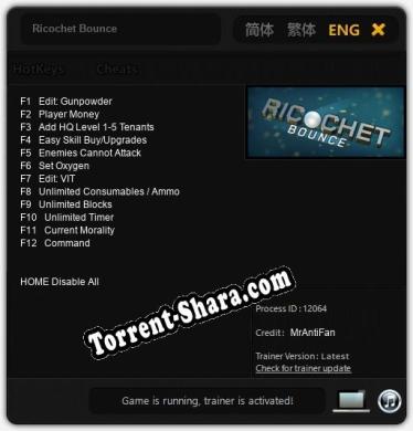 Трейнер для Ricochet Bounce [v1.0.8]
