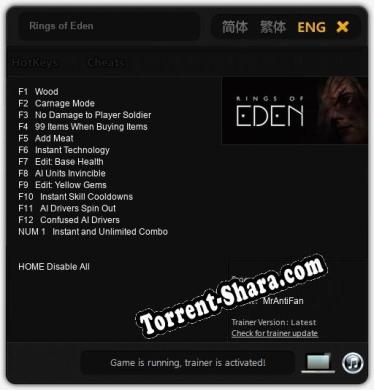 Rings of Eden: Читы, Трейнер +13 [MrAntiFan]