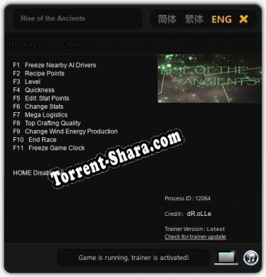 Rise of the Ancients: ТРЕЙНЕР И ЧИТЫ (V1.0.83)