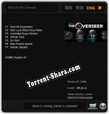 Rise Of The Overseer: ТРЕЙНЕР И ЧИТЫ (V1.0.94)