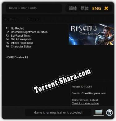 Risen 3 Titan Lords: Трейнер +6 [v1.4]