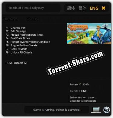 Roads of Time 2 Odyssey: ТРЕЙНЕР И ЧИТЫ (V1.0.62)