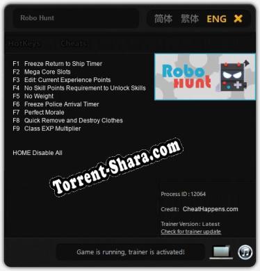 Трейнер для Robo Hunt [v1.0.3]