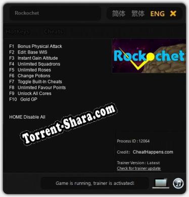 Rockochet: Читы, Трейнер +10 [CheatHappens.com]