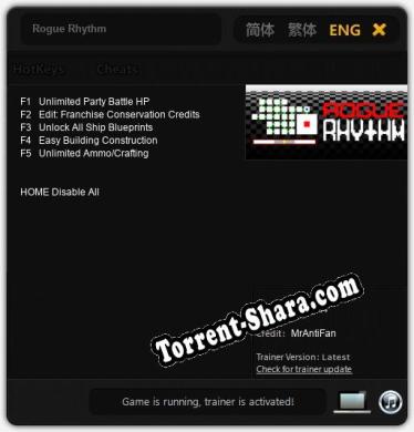 Rogue Rhythm: ТРЕЙНЕР И ЧИТЫ (V1.0.17)