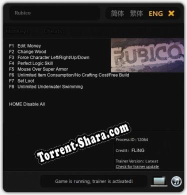 Rubico: Трейнер +8 [v1.4]