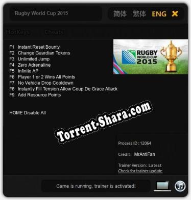 Трейнер для Rugby World Cup 2015 [v1.0.4]