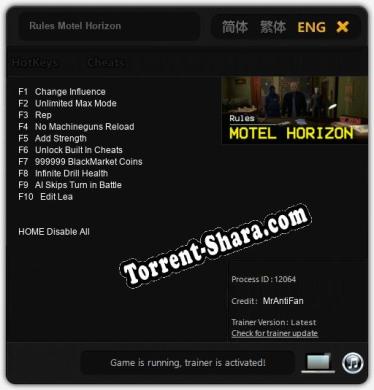 Трейнер для Rules Motel Horizon [v1.0.1]