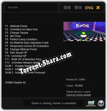 Rundat: Читы, Трейнер +15 [FLiNG]
