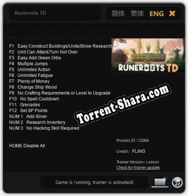 Runeroots TD: Трейнер +15 [v1.9]