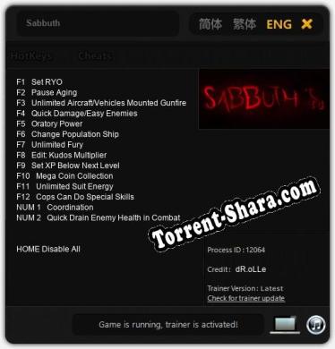 Sabbuth: Трейнер +14 [v1.6]